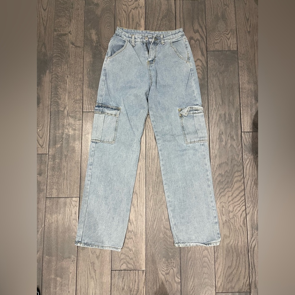 Light Washed Cargo Jeans